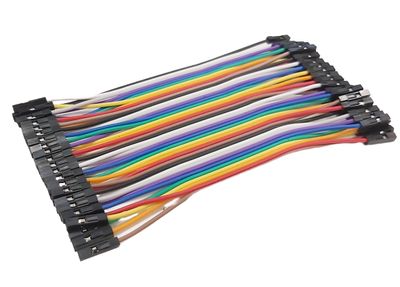 JUMPER WIRE FEMALE/FEMALE MULTICOLOR FLAT CABLE 10cm 40pcs