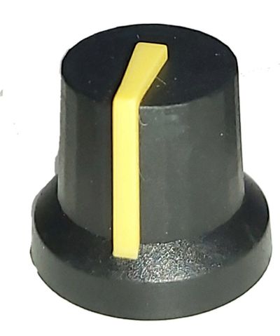 CONTROL KNOB 6mm AXIS Ø 14mm BLACK / YELLOW