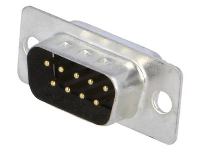 D9 connector, male, solderable, turned pins
