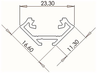 ALUMINIUM LED-STRIPE PROFILE CORNER SILVER 1m