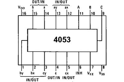 CMOS-LOGIC IC MUX 4053 DIP16