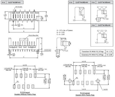 1.27mm Flat Cable conn 18pole smd male t&r 1.27mm Flat Cable conn 18pole smd male t&r