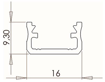 ALUMINIUM LED-STRIPE PROFILE ANODIZED 2m