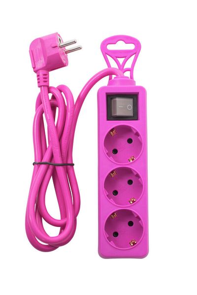 3-WAY EXTENSION CORD WITH SWITCH 1.5M Pink