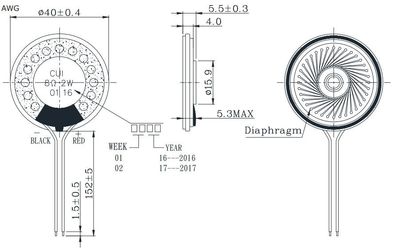 SMALL SPEAKER Ø40mm 500mW 8ohm SMALL SPEAKER Ø40mm 500mW 8ohm